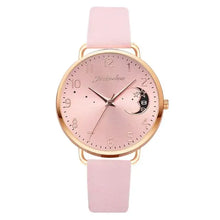 Charger l'image dans la galerie, Elegant pink moon watch with celestial dial and gold accents from the Moon Bracelet & Watch Set