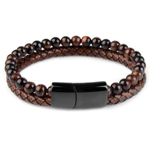 Charger l'image dans la galerie, Genuine leather bracelet with natural stone accents for stylish elegance.