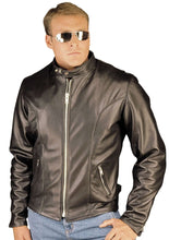 Cargar imagen en el visor de la galería, REED Classic Black Motorcycle Leather Jacket, Big and Tall, Made in USA. Durable full-grain leather, stylish and comfortable.
