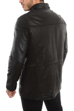 Load image into Gallery viewer, REED EST. 1950 Men's Lambskin Leather Jacket, Four Button Car Coat - Back View
