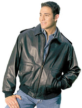 Cargar imagen en el visor de la galería, REED Men's Bomber Leather Jacket, genuine leather, Union made in USA, classic design, durable naked cow leather, luxury fashion.