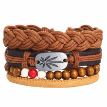 Charger l'image dans la galerie, Multilayer leather bracelet with braided texture and beads, perfect for stylish, durable accessory collection