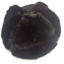 Cargar imagen en el visor de la galería, High quality REED Pilot Trapper Aviator hat in faux mink fur, black color, with ear flaps for winter snow and ski weather.