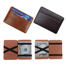 Cargar imagen en el visor de la galería, Premium leather magic wallets with unique card and cash securing design, featuring sleek organization and stylish functionality.