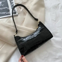 Cargar imagen en el visor de la galería, Sleek vegan leather shoulder bag with crocodile pattern, ideal for stylish versatility and sophistication in any setting.