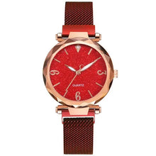 Cargar imagen en el visor de la galería, Rose Gold Women's Watch with Red Dial, Elegant Design, Perfect for Casual and Formal Wear