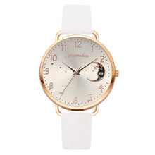 Charger l'image dans la galerie, Elegant watch with moon dial design and white strap, part of the Moon Bracelet & Watch Set for sophisticated style.