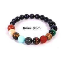 Load image into Gallery viewer, Eight Planets Natural Stone Bracelet showcasing colorful stones like Blue Sand Stone, Red Agate, Tiger Eye, and Lapis Lazuli.