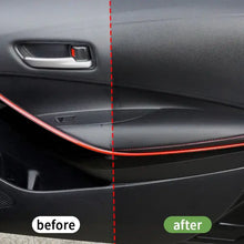 Cargar imagen en el visor de la galería, Car door panel before and after using leather conditioner, showcasing restored and protected leather surface.