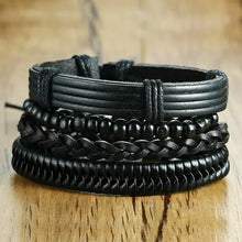 Cargar imagen en el visor de la galería, Braided wrap leather bracelets showcasing intricate design and craftsmanship for a stylish and durable accessory.