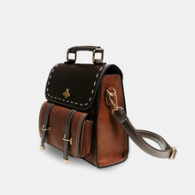 Load image into Gallery viewer, Bumblebee vegan leather backpack in sleek brown design with multiple compartments, perfect for professional style and organized efficiency.