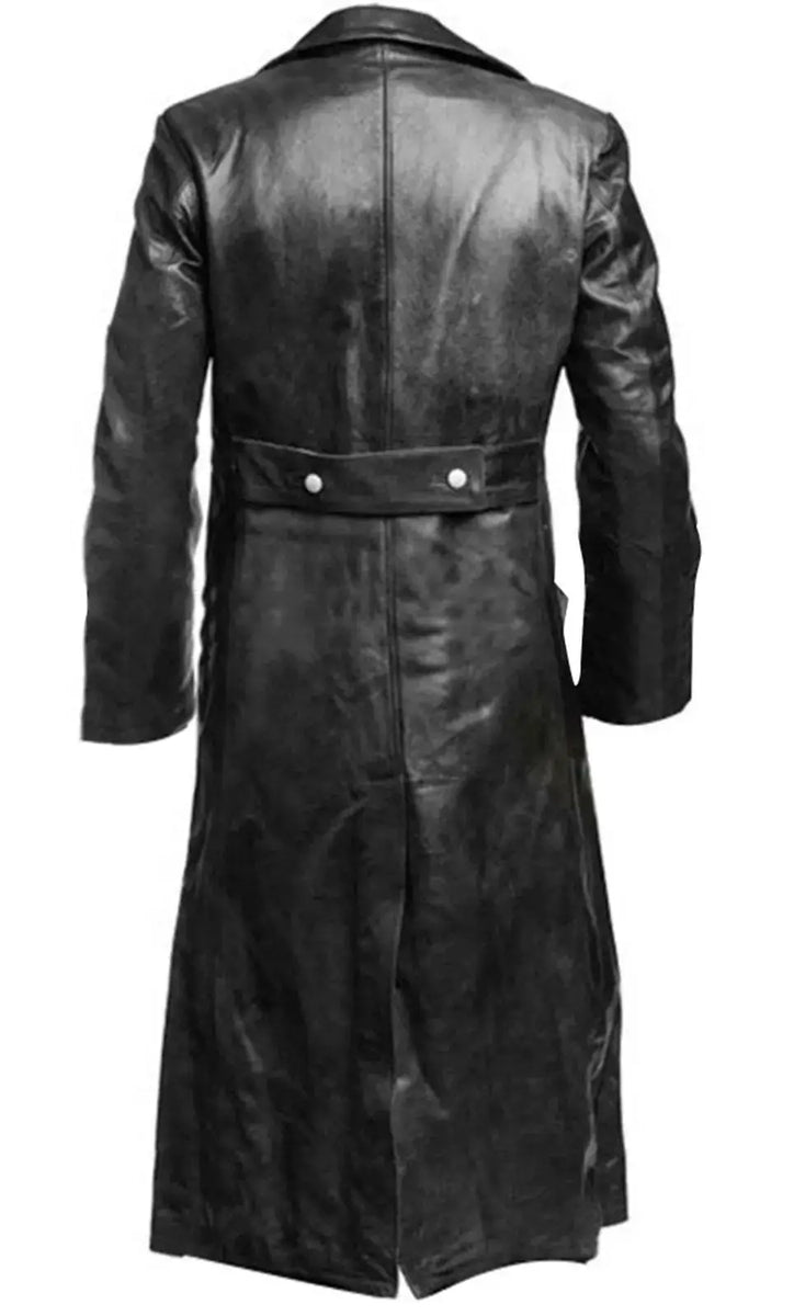 BLACK LEATHER TRENCH COAT - Vegan leather Jacket