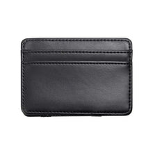 Cargar imagen en el visor de la galería, Premium black leather magic wallet with sleek design and card slots for organized everyday carry.