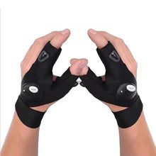 Load image into Gallery viewer, LED flashlight fishing gloves for outdoor activities, showcasing fingerless design and on-off button, perfect for adventurers.
