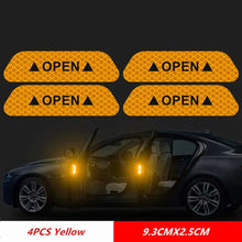 Load image into Gallery viewer, Yellow car door reflective warning strips for enhanced visibility and safety, 4PCS, 9.3CM X 2.5CM size