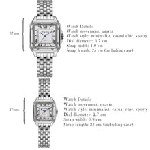 Charger l'image dans la galerie, Luxury couple's watches with detailed dimensions, quartz movement, and minimalist style. Celebrate love with matching timepieces.