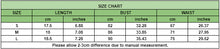 Load image into Gallery viewer, Size chart for Gothic Punk Leather Crop Top showing measurements for small, medium, and large in cm and inches.