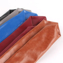 Cargar imagen en el visor de la galería, Colorful polyurethane leather ties for men, showcasing vegan-friendly style in brown, blue, black, grey, and red shades.