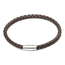 Load image into Gallery viewer, Stylish magnetic buckle bracelet with brown braided design and silver closure, ideal for modern and practical accessory wear