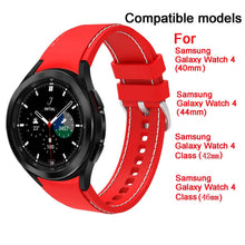 Cargar imagen en el visor de la galería, Red silicone sports band for Samsung Galaxy Watch 4, compatible with 40mm, 42mm, 44mm, and 46mm models.