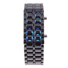Load image into Gallery viewer, Digital Lava Wrist Watch with sleek faceless design and vibrant blue LED lights for time, date, and day display.