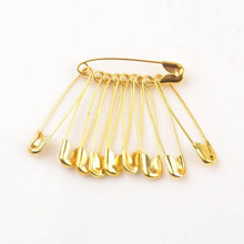 Load image into Gallery viewer, Gold safety pins from eZthings sewing accessories kit for arts and crafts projects and replenishment.