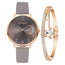 Charger l'image dans la galerie, Elegant Moon Bracelet and Watch Set with celestial dial and star accents, perfect for modern women’s fashion. Sophisticated style accessory.