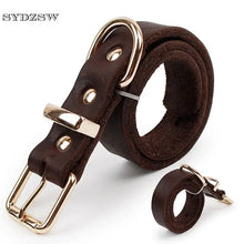 Load image into Gallery viewer, Premium leather dog collar with alloy buckle, elegant and durable, perfect for stylish pets looking for comfort and reliability.