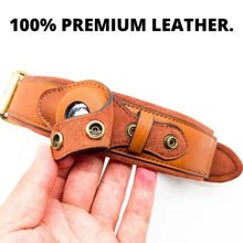 Cargar imagen en el visor de la galería, Leather anti-lost dog collar made from premium vegan leather, shown in hand with durable and adjustable design.