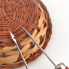 Charger l'image dans la galerie, Tailor's awl and needle set for arts and crafts with wicker basket background, ideal for sewing and creative projects by eZthings.