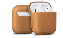 Cargar imagen en el visor de la galería, Luxury brown genuine leather AirPods case with a snug fit, offering stylish protection against scratches and everyday wear.