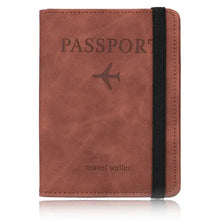 Cargar imagen en el visor de la galería, Blocking leather passport holder with RFID protection for secure travel