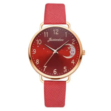Charger l'image dans la galerie, Gold moon dial watch with red strap, featuring celestial design and elegant numerals, part of the Moon Bracelet & Watch Set.