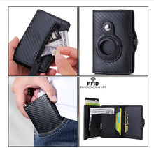 Load image into Gallery viewer, Airtag Money Bag Leather wallet showcasing card and cash slots with RFID protection and sleek design. Ideal for secure, stylish storage.