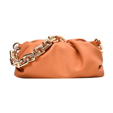 Load image into Gallery viewer, Soft Leather Women's Cloud Bag with gold chain, elegant and versatile accessory for day and night, premium quality and style.