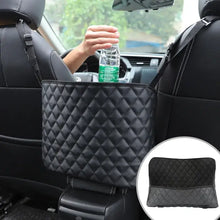 Cargar imagen en el visor de la galería, Luxury vegan leather car handbag holder organizer between seats, maximizing storage space in vehicle interior.