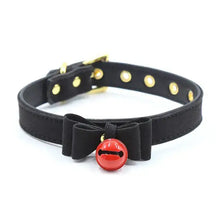 Cargar imagen en el visor de la galería, Elegant leather collar bell choker with adjustable fit and red bell accent, perfect for adding charm and style to any outfit.