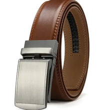 Charger l'image dans la galerie, No Holes Cowhide Leather Belt with adjustable design, crafted from premium cowhide for a perfect fit, highlighting comfort and durability.