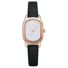Charger l'image dans la galerie, Oval Dial Retro Watch with vintage-inspired design and black strap, featuring a distinctive oval face and rose gold-tone casing.