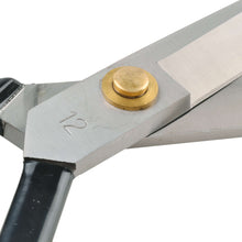 Cargar imagen en el visor de la galería, Close-up view of eZthings heavy duty 12-inch scissors, featuring ultra-sharp blades for cutting fabrics and crafts.