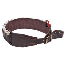 Cargar imagen en el visor de la galería, Cowhide Leather Shotshell Bandolier Belt Shotgun Shell Belt Ammunition Carrier for hunting and shooting, accommodates 20 shells