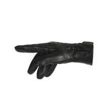 Cargar imagen en el visor de la galería, Men's black leather warm lined driving glove by Reed, touchscreen texting compatible, displayed on a white background.