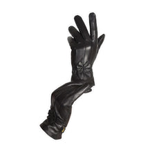 Load image into Gallery viewer, Reed Women's Genuine Leather Warm Lined Driving Gloves in black sheepskin leather, ideal for cold weather and everyday use.