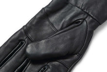 Cargar imagen en el visor de la galería, Reed Men's genuine leather touchscreen compatible driving gloves with warm lining, black color, shown close-up.