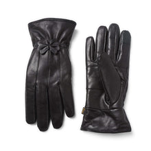 Load image into Gallery viewer, Reed Women's Genuine Leather Warm Lined Driving Gloves, Black, for Cold Weather, with Bow Detail, Imported Quality