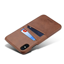 Cargar imagen en el visor de la galería, Luxury vegan leather phone back cover with card pocket, sleek matte finish, imported, half-wrapped design for style and protection.