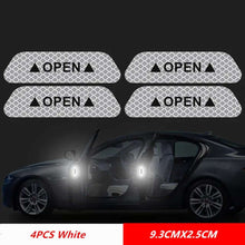 Load image into Gallery viewer, Reflective car door open warning tape strips for enhanced safety and visibility, set of 4 white pieces, dimensions 9.3cm x 2.5cm