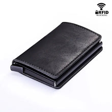 Load image into Gallery viewer, RFID Lock Vintage Automatic Leather Credit Card Holder made of vegan leather, featuring sleek design with RFID blocking technology.