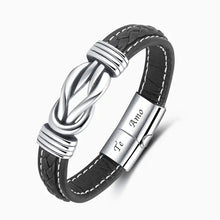 Load image into Gallery viewer, Fashion Irregular Graphic Men's Leather Bracelet with Silver Accents and "Te Amo" Engraving