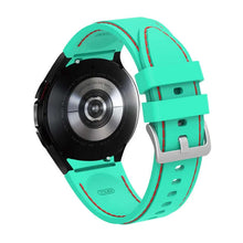 Cargar imagen en el visor de la galería, Samsung Galaxy Watch with teal 20mm double line silicone sports bracelet, suitable for Galaxy Watch 4 Classic, 46mm and 42mm models.